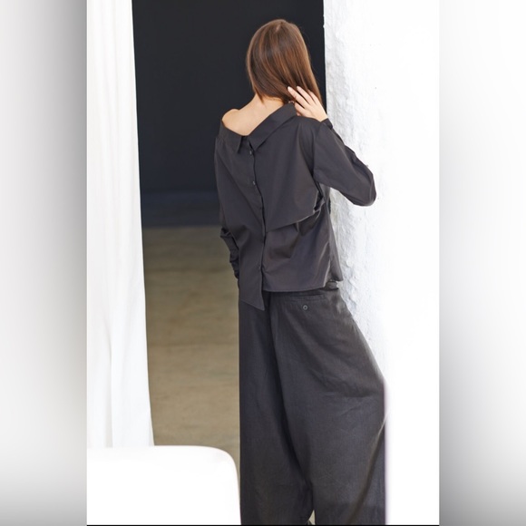 NWOT • Extravagant Drop Crotch Black Linen Pants Size S - Picture 10 of 12